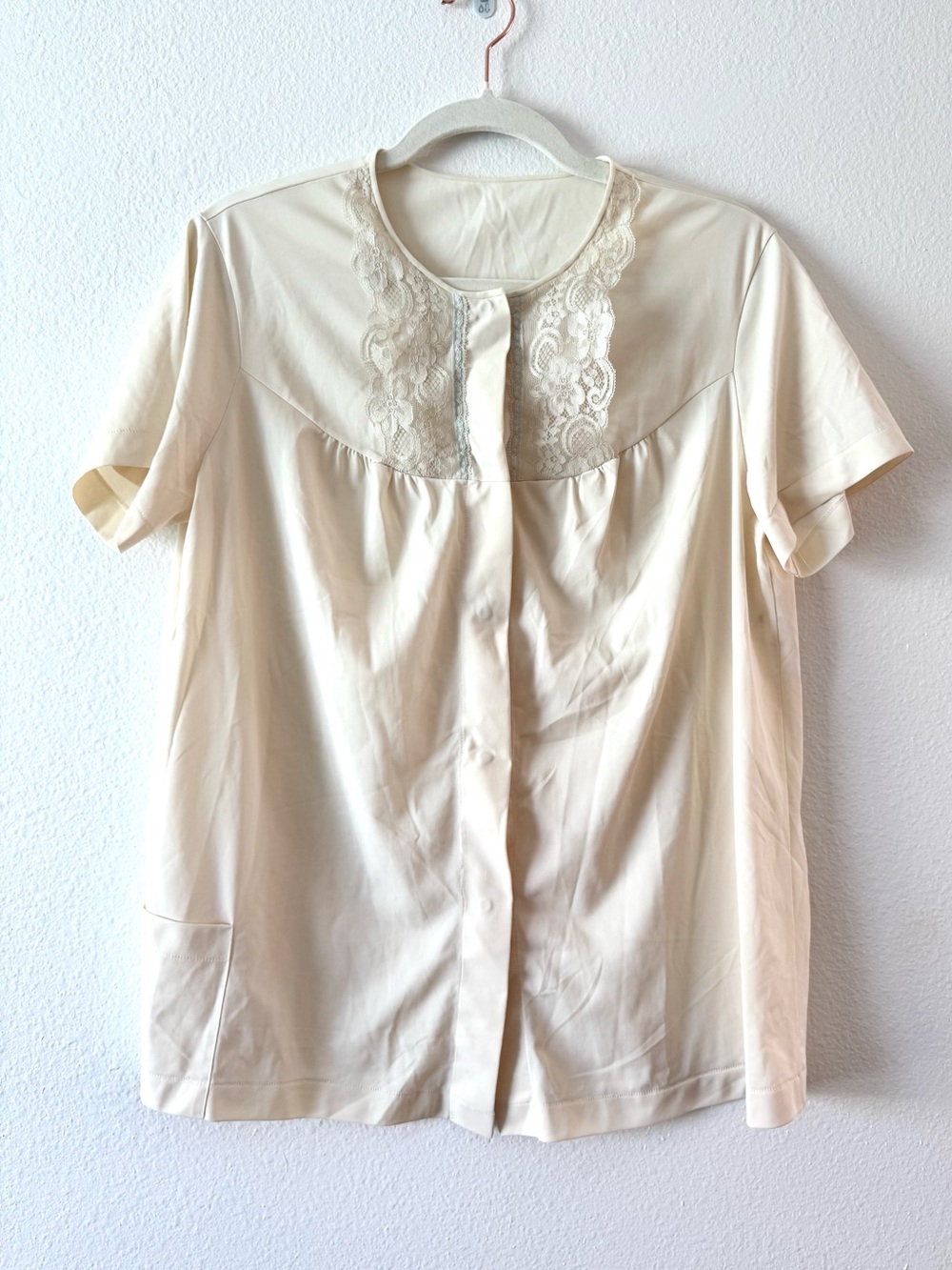 Vintage Shadowline Cream Lace Bed Jacket Boudoir Top - Size 38 (M/L)